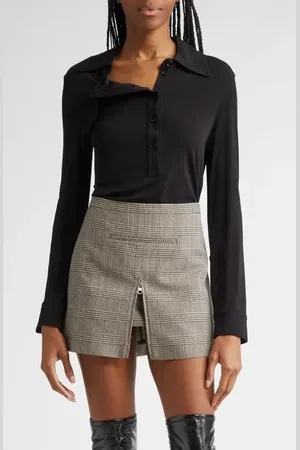 Courrèges Oblique Crepe Jersey Long Sleeve Polo in at Nordstrom, Size X-Small