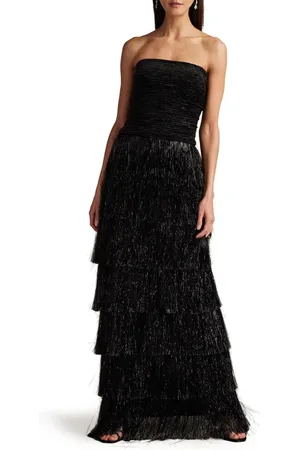 Tadashi Shoji Strapless Metallic Fringe Gown in at Nordstrom, Size 2