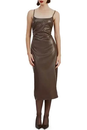 Bardot Helena Faux Leather Midi Dress in at Nordstrom, Size 8