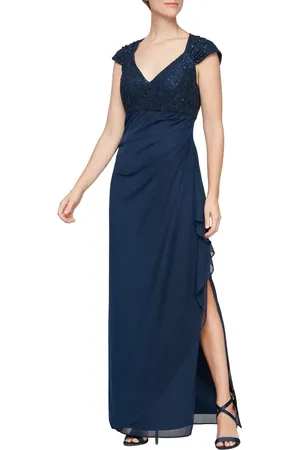 Alex Evenings Cap Sleeve Empire Waist Evening Gown in at Nordstrom, Size 4