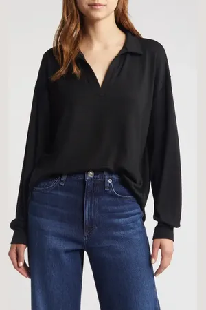 RAG&BONE Long Sleeve Johnny Collar Knit Polo in at Nordstrom, Size Small