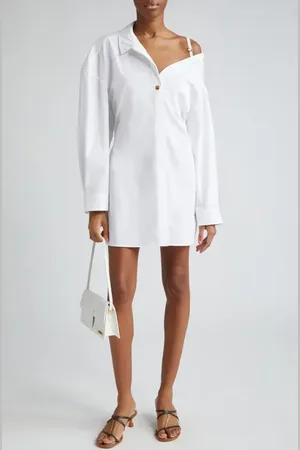 Jacquemus La Mini Robe Chemise Long Sleeve Cotton Shirtdress in at Nordstrom, Size 4 Us
