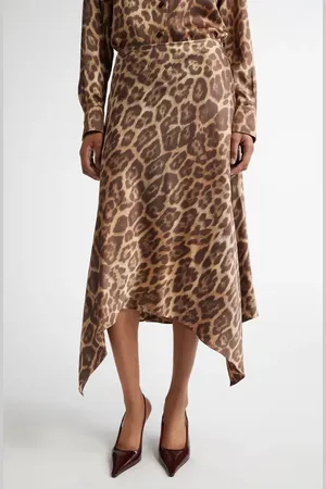 Stella McCartney Leopard Print Handkerchief Hem Midi Skirt in at Nordstrom, Size 8 Us