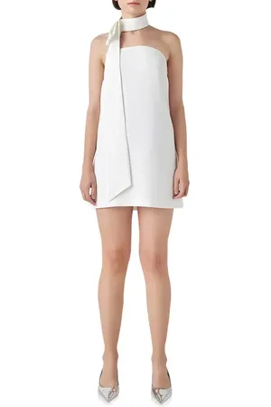 Grey Lab Strapless Shift Dress & Tie Choker Set in at Nordstrom, Size Medium