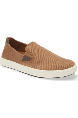 Olukai Laeahi Kapa Slip-On in Tan /Dk Wood at Nordstrom, Size 14
