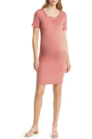 Angel Maternity Snap Front Body-Con Maternity Dress in at Nordstrom, Size Large