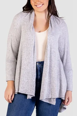 24Seven Comfort Apparel Open Front Waterfall Cardigan in at Nordstrom, Size 3X