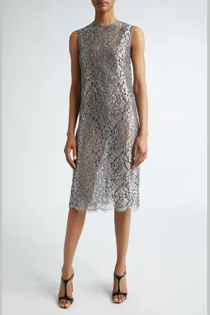 Michael Kors Metallic Crochet Lace Sheer Sheath Dress in at Nordstrom, Size 10
