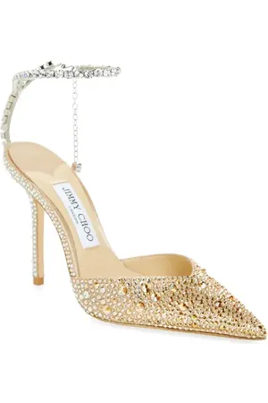 Jimmy Choo Saeda Crystal Ankle Strap Pointed Toe Pump in at Nordstrom, Size 10Us