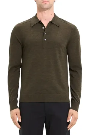 THEORY Regal Long Sleeve Wool Blend Polo in at Nordstrom, Size Small