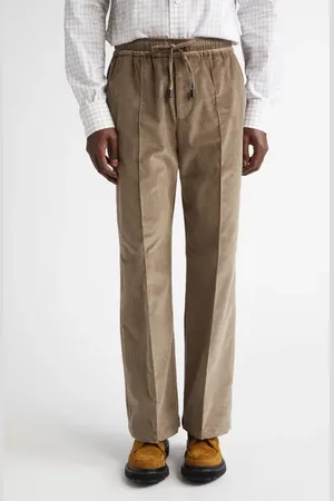 ISAIA Drawstring Stretch Corduroy Wide Leg Pants in at Nordstrom, Size 32 Us