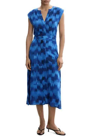 MANGO Abstract Print Belted Dress in at Nordstrom, Size 6