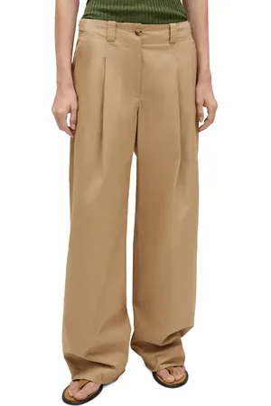 MANGO Pleated Wide Leg Cotton Pants in at Nordstrom, Size 2