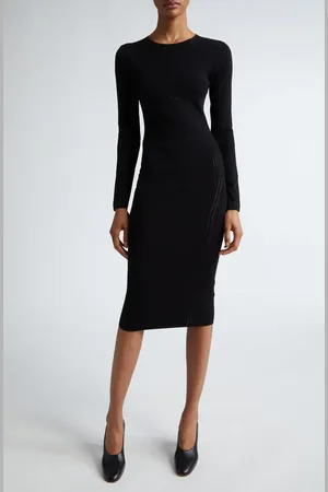 Max Mara Comica Pointelle Long Sleeve Body-Con Sweater Dress in at Nordstrom, Size Small