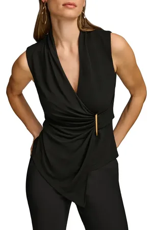 Donna Karan Wrap Front Sleeveless Top in at Nordstrom, Size Small