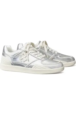 Tory Burch Clover Court Sneaker in Argento /0Yster Mushroom at Nordstrom, Size 5.5