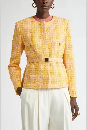 ST. JOHN Italian Slubbed Tweed Knit Belted Jacket in at Nordstrom, Size 0