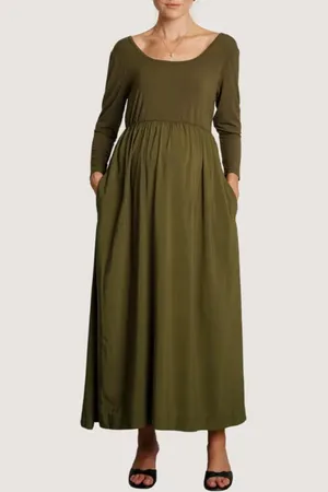 Nom Maternity Maeve Long Sleeve Mixed Media Maternity Dress in at Nordstrom, Size Small