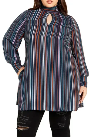 City Chic Illusion Stripe Tunic Top in at Nordstrom, Size Xxs