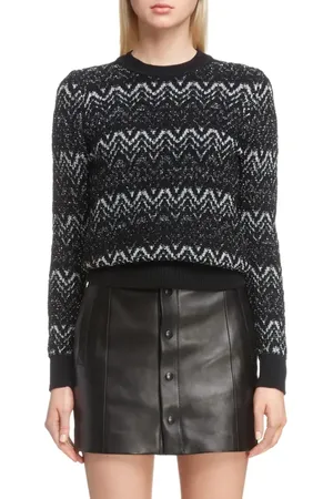 Saint Laurent Metallic Mohair Zigzag Sweater in at Nordstrom, Size Medium