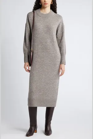 Nordstrom Long Sleeve Marled Wool Blend Sweater Dress in at , Size Large