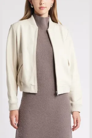 Nordstrom Leather Bomber Jacket in at , Size Large