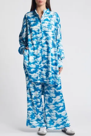Dressed in Lala Oversize Satin Button-Up Shirt & Pants Set at Nordstrom, Size Small