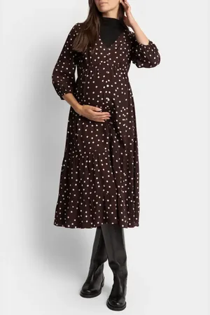 Séraphine Polka Dot Maternity/Nursing Midi Dress in at Nordstrom, Size 16