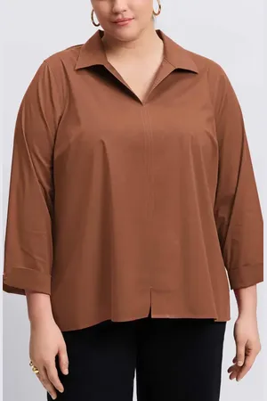 Foxcroft Agnes Smocked Cuff Blouse in at Nordstrom, Size 2X