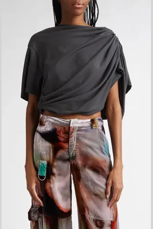 Collina Strada Eva Draped Organic Cotton Crop Top in at Nordstrom, Size X-Small