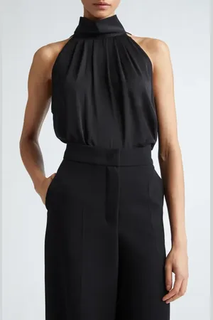 Max Mara Memore Pleated Sleeveless Halter Top in at Nordstrom, Size 8