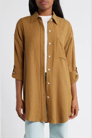 Rip Curl Premium Linen Button-Up Blouse in at Nordstrom, Size Xx-Small