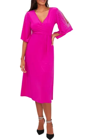 Chaussmoi Faraj Embellished Faux Wrap Dress in at Nordstrom, Size Small