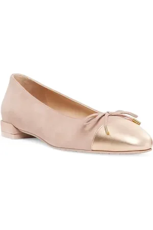 Stuart Weitzman Sleek Cap Toe Bow Flat in at Nordstrom, Size 6