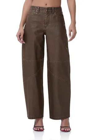 AFRM Ajax Faux Leather Barrel Leg Pants in at Nordstrom, Size 31