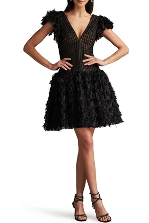 Tadashi Shoji Metallic Fringe Mixed Media Cocktail Dress in at Nordstrom, Size 2