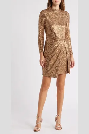 Anne Klein Long Sleeve Sequin Minidress in at Nordstrom, Size 8