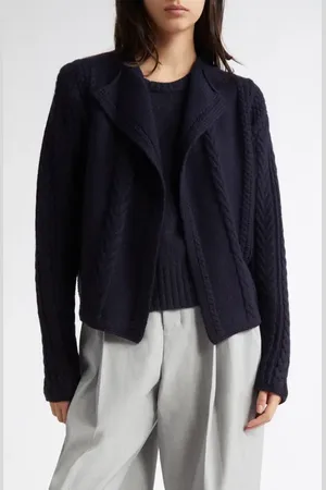 Johnstons Of Elgin Aran Waterfall Collar Cashmere Cable Stitch Cardigan in at Nordstrom, Size Medium