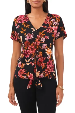Chaussmoi Floral Flutter Sleeve Blouse in at Nordstrom, Size Small
