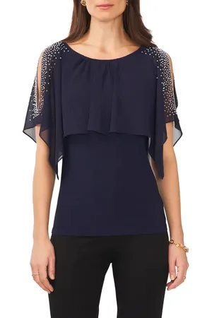 Chaussmoi Beaded Cold Shoulder Blouse in at Nordstrom, Size Small