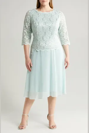 Alex Evenings Mock Two-Piece Midi Dress in at Nordstrom, Size 24W