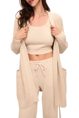 Eberjey Cotton Blend Belted Cardigan in at Nordstrom, Size Small