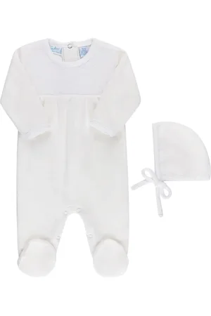 Feltman Brothers Smocked Yoke Cotton Velour Footie & Hat Set in at Nordstrom, Size 6-9M