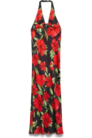 MANGO Mati Floral Halter Maxi Dress in at Nordstrom, Size 6