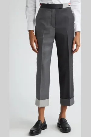 Thom Browne Fun-Mix Contrast Panel Cuff Hem Wool Trousers in at Nordstrom, Size 0 Us