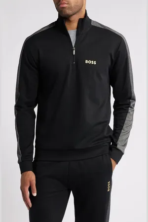 HUGO BOSS Quarter Zip Logo Pullover in at Nordstrom, Size Large