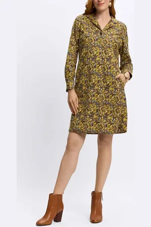 Foxcroft Sloane Ditsy Floral Long Sleeve Shirtdress in at Nordstrom, Size Medium