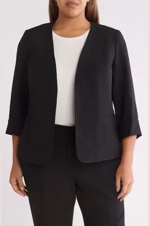 Kasper Cardigan-Style Stretch Crepe Blazer in at Nordstrom, Size 24W