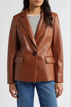 Sam Edelman Faux Leather Blazer in at Nordstrom, Size X-Small