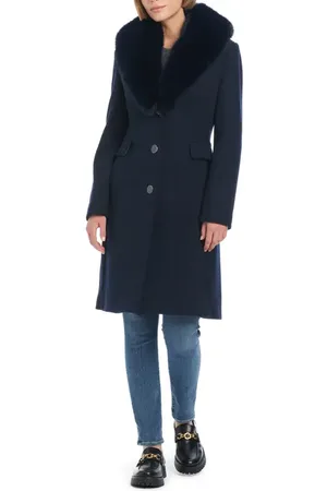 Kate Spade Wool blend coat with removable faux fur collar in at Nordstrom, Size X-Large